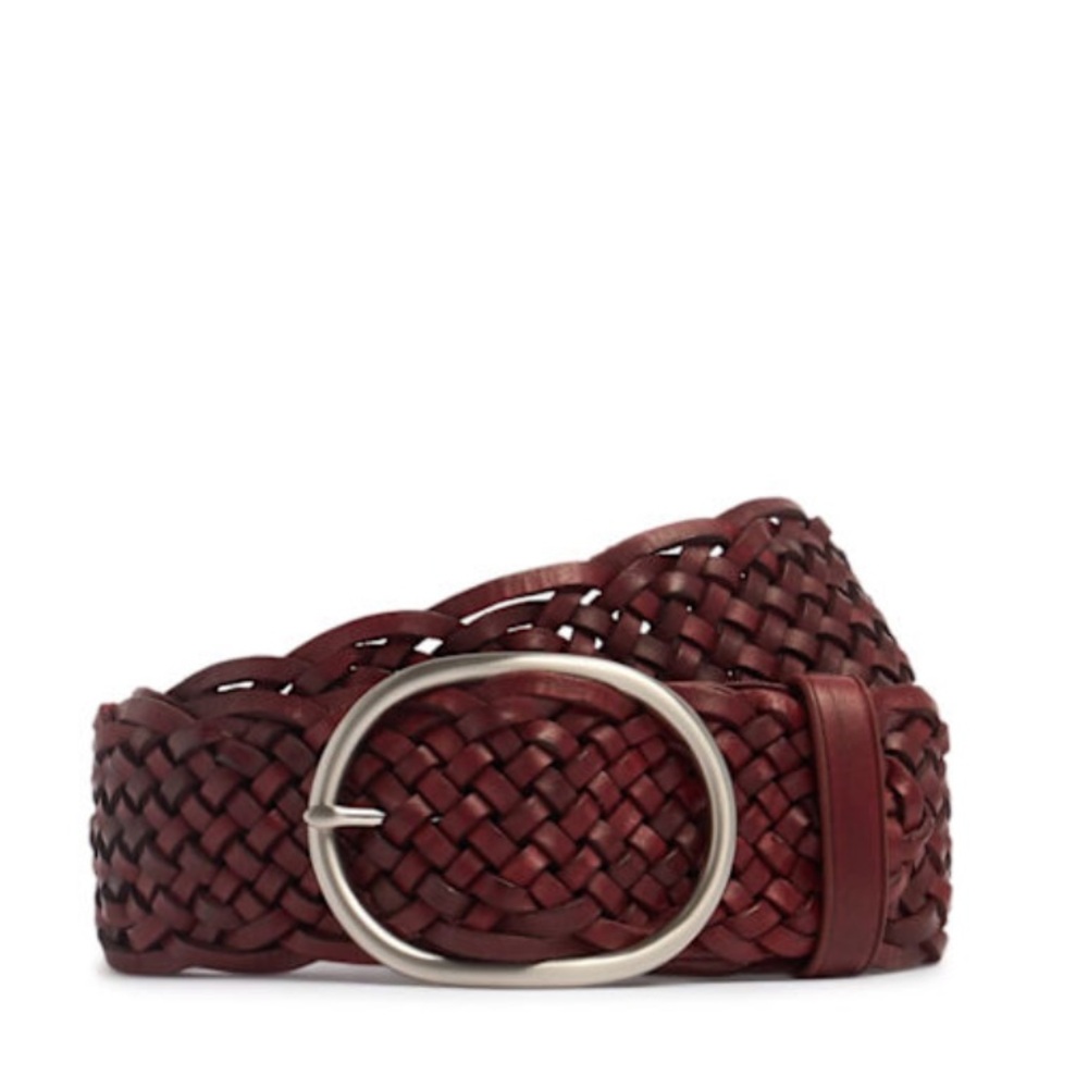 Michael Kors Dark Brown Braided Leather Western Style Big Belt Size Medium